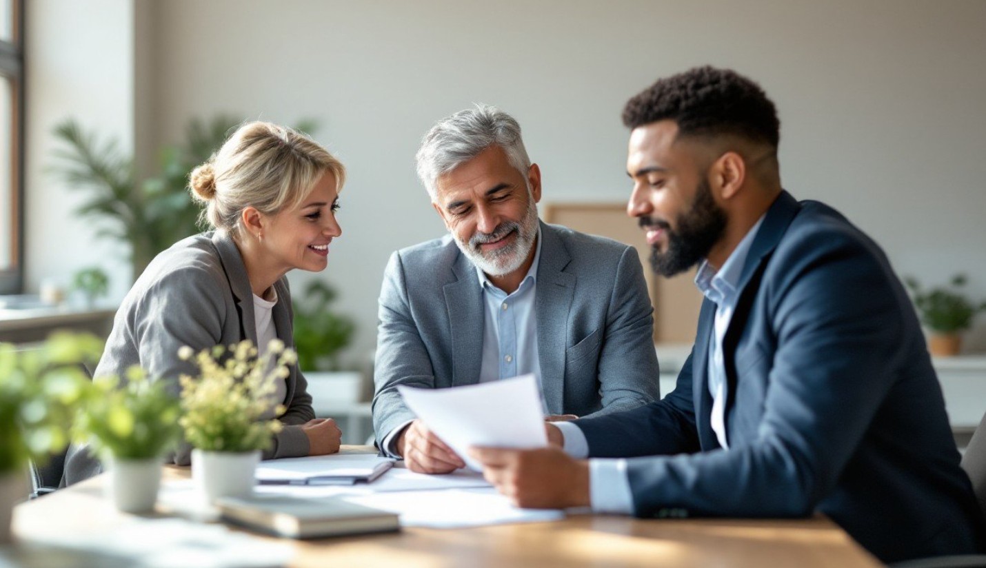lawyer talking to clients